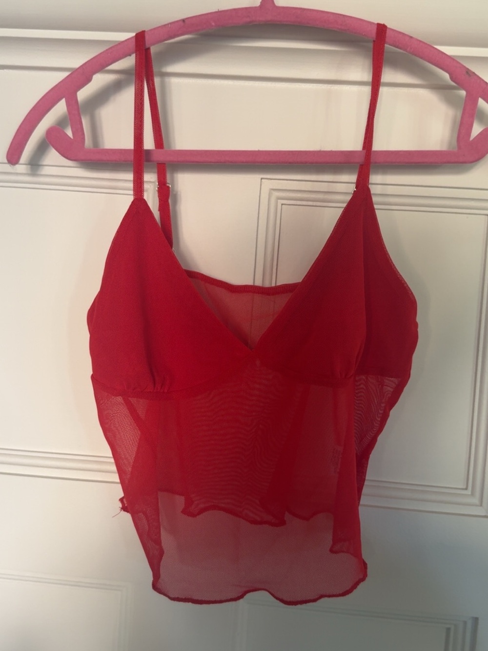 SHEIN Red Sheer V-Neck Camisole